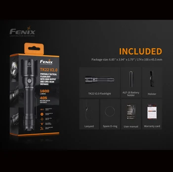 2019 NEW Fenix TK22 V2.0 Max 1600 lumens Powered by a large capacity 21700 Li-ion battery hunting searching and traveling
2019 NEW Fenix TK22 V2.0 Max 1600 lumens Powered by a large capacity 21700 Li-ion battery hunting searching and traveling