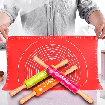 Non-Stick Silicone Rolling Pin and Large Silicone Baking Mat Silicone Dough Rollers Set with Measurements Kneading Pastry Mat
Non-Stick Silicone Rolling Pin and Large Silicone Baking Mat Silicone Dough Rollers Set with Measurements Kneading Pastry Mat