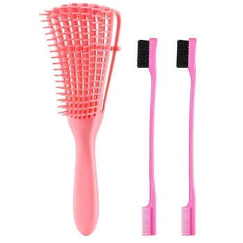 3 Pieces Detangling Brush Set with Edge Brush Double Sided, Hair Detangler for Afro America Textured 3A to 4C Kinky Wavy 
3 Pieces Detangling Brush Set with Edge Brush Double Sided, Hair Detangler for Afro America Textured 3A to 4C Kinky Wavy