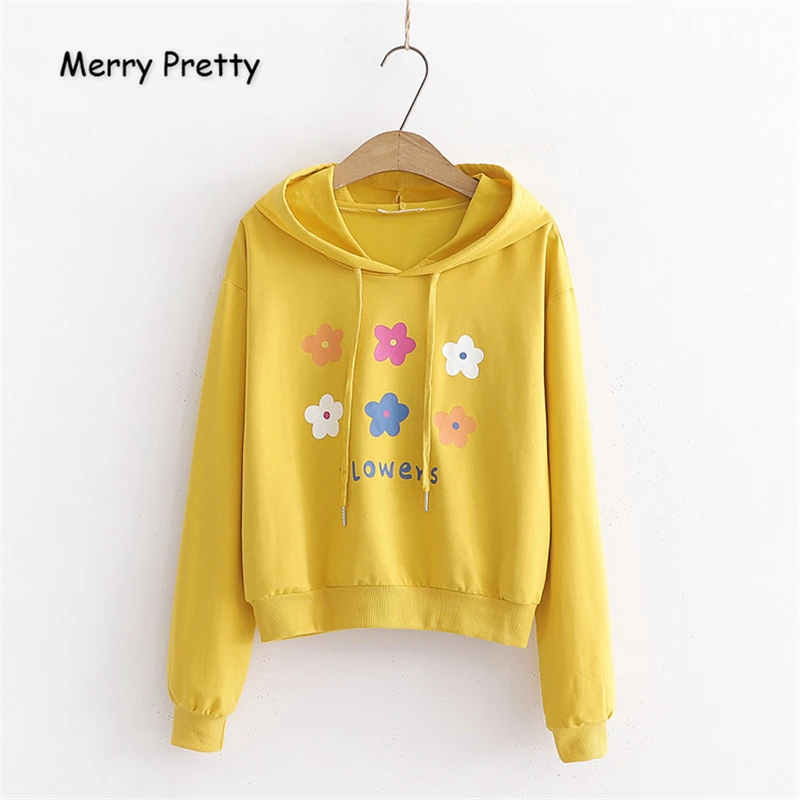 Merry Pretty Women Floral Print Cropped Hooded Sweatshirts 2019 Winter Long Sleeve Drawstring Hoodies Tracksuits Sweet Pullovers
Merry Pretty Women Floral Print Cropped Hooded Sweatshirts 2019 Winter Long Sleeve Drawstring Hoodies Tracksuits Sweet Pullovers