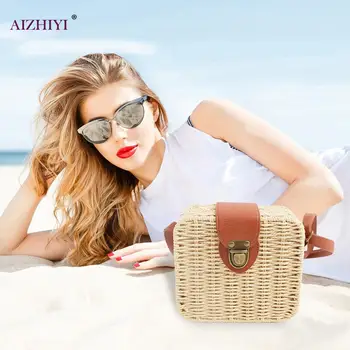 Women PU Leather Straw Shoulder Bags Beach Hand-Woven Square Crossbody Bag Fashion Beach Lady Large Capacity Wicker Tote 
Women PU Leather Straw Shoulder Bags Beach Hand-Woven Square Crossbody Bag Fashion Beach Lady Large Capacity Wicker Tote