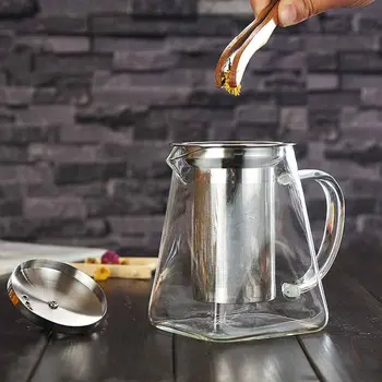 Both hot and cold Drop resistance Glass Stainless Steel Filter Teapot Square Flower Teapot High Temperature Glass Tea Set
Both hot and cold Drop resistance Glass Stainless Steel Filter Teapot Square Flower Teapot High Temperature Glass Tea Set