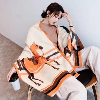 Animal Print Winter Cashmere Scarf Women 2020 New Thick Warm Shawls and Wraps Brand Designer Horse Printed Pashmina Blanket Cape 
Animal Print Winter Cashmere Scarf Women 2020 New Thick Warm Shawls and Wraps Brand Designer Horse Printed Pashmina Blanket Cape