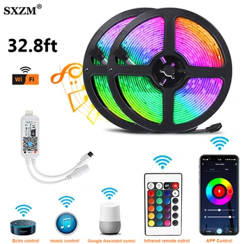 32.8ft LED Strip Lights Music Sync App Control with Remote 5050 RGB Waterproof LED Light Strip Color Changing for Home TV Party
32.8ft LED Strip Lights Music Sync App Control with Remote 5050 RGB Waterproof LED Light Strip Color Changing for Home TV Party