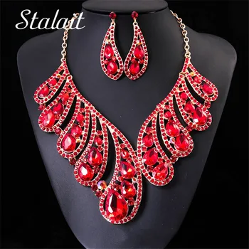 Romantic Wedding Jewelry Statement Large Hollow Water Drop Crystal Metal Necklace V Chain Earrings Set Christmas Gifts
Romantic Wedding Jewelry Statement Large Hollow Water Drop Crystal Metal Necklace V Chain Earrings Set Christmas Gifts