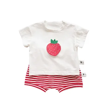 Summer Baby Sets Fruit Print T-shirt and Striped Shorts 
Summer Baby Sets Fruit Print T-shirt and Striped Shorts