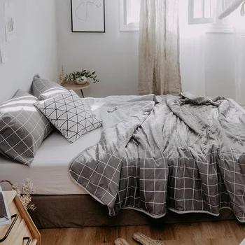 grey plaid wash cotton soft bedspread coverlet/bed cover,also good use as summer blanket 145x195/175x195/195*225cm
grey plaid wash cotton soft bedspread coverlet/bed cover,also good use as summer blanket 145x195/175x195/195*225cm