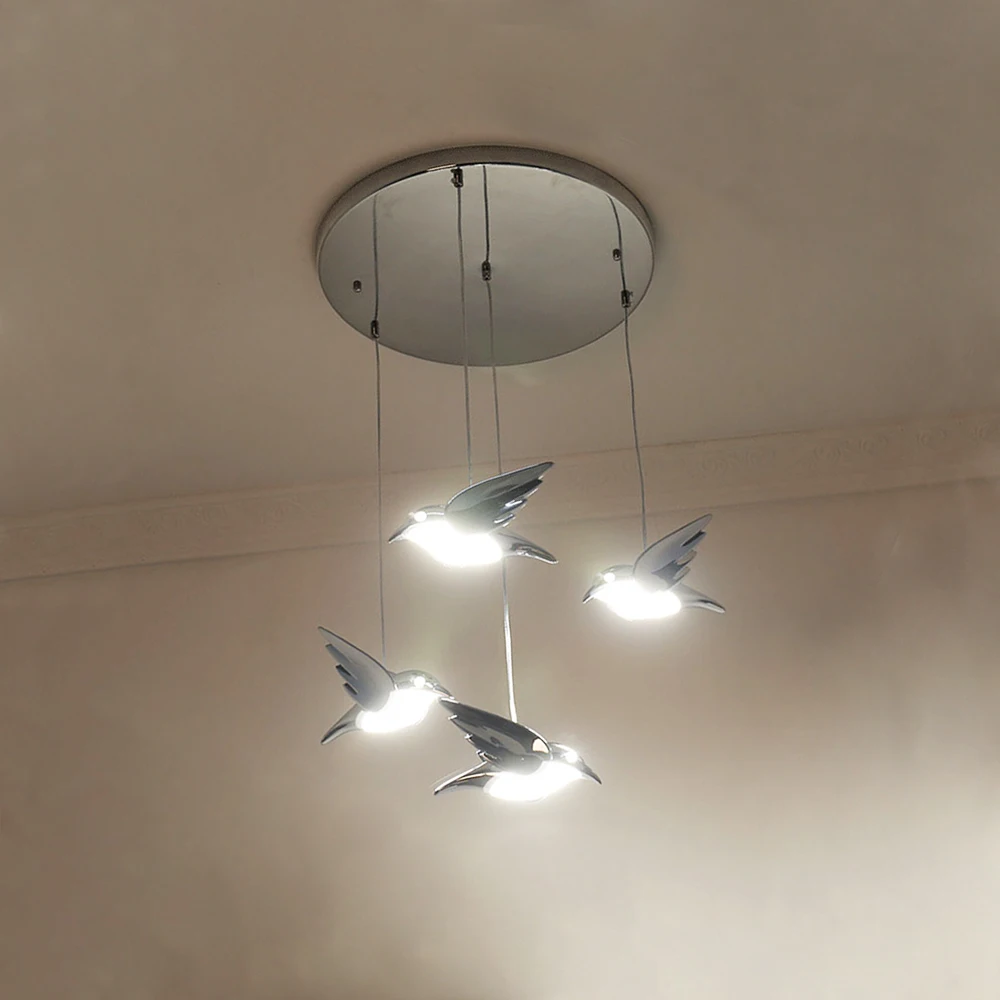 

Bird Lamp LED Pendant Lights Hight Bright Saving Energy Luxury Silver Aviation Dining Room Bar Hotel Led Lights for Room