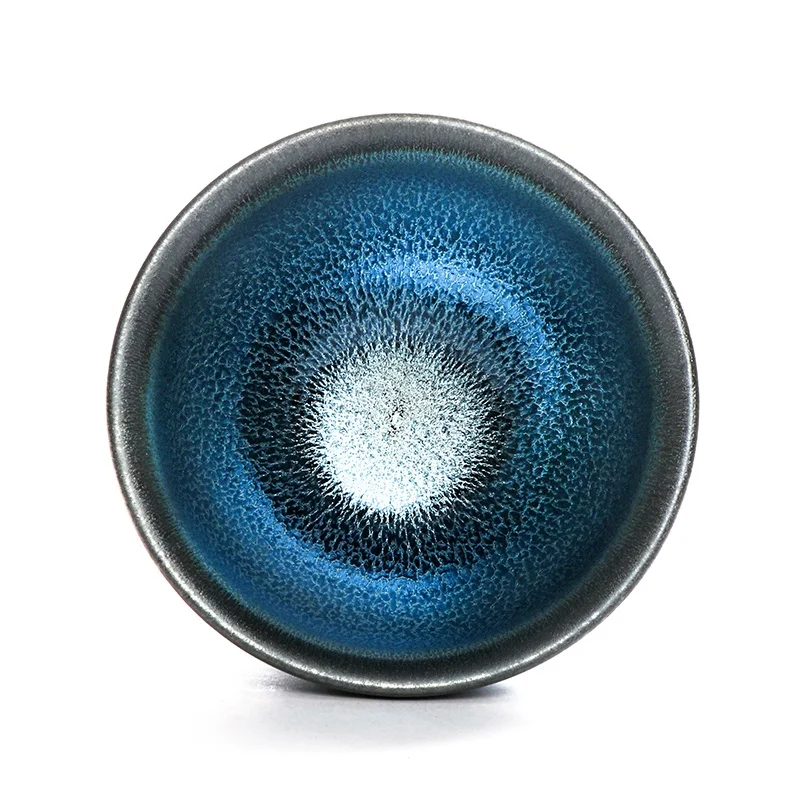 

Jianzhan Chinese Song Dynasty Style Tea Cup Porcelain Matcha Tea Bowl Blue Tenmoku Glaze Ceramic Kungfu Tea Set