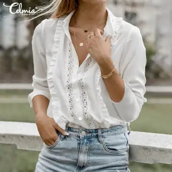 Celmia White Lace Blouse Women Long Sleeve Ruffles Shirt Casual Loose Hollow Out Female Elegant Office Lady Blusas Plus Size 5XL
Celmia White Lace Blouse Women Long Sleeve Ruffles Shirt Casual Loose Hollow Out Female Elegant Office Lady Blusas Plus Size 5XL
