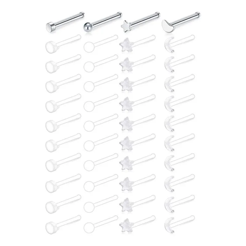 Нержавеющая сталь и прозрачные гибкие носовые кольца шпильки 20 г фиксатор для пирсинга носа
Нержавеющая сталь и прозрачные гибкие носовые кольца шпильки 20 г фиксатор для пирсинга носа