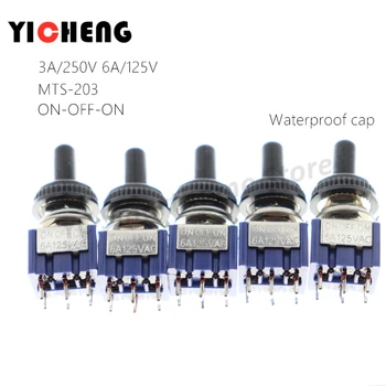 

5Pcs MTS202 MTS203 SPDT DPDT toggle switch rocker switch 6A/125V rocker toggle switch Waterproof cap push button MTS-202 MTS-203