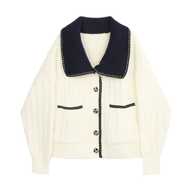 2022 Autumn New Sweater Coat Apricot Women Long Sleeve Single Breasted Casual Peter Pan Collar Knit Cardigan Tide Ladies French
2022 Autumn New Sweater Coat Apricot Women Long Sleeve Single Breasted Casual Peter Pan Collar Knit Cardigan Tide Ladies French