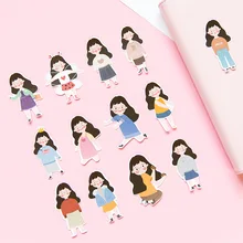 Dễ thương Miếng Dán 30 cái/lốc Họa Tiết Cô Gái Hoạt Hình Dán Nhân Vật Hình Minh Họa Miếng Dán DIY Trang Trí dán Thêu Sò Văn Phòng Phẩm(China)