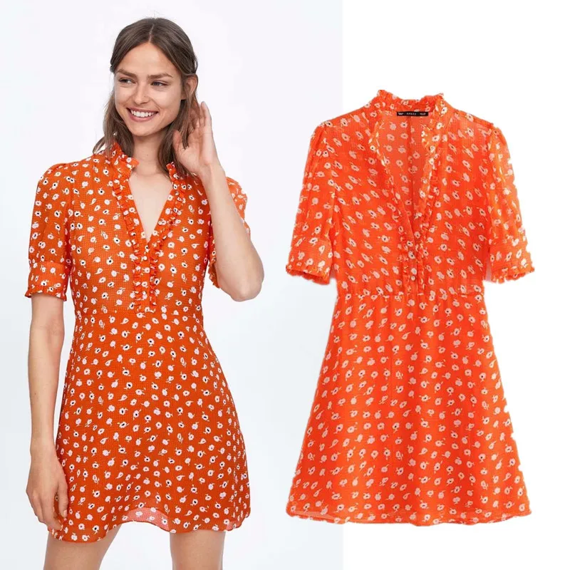 Sf1024-Western Style WOMEN'S Dress Jewelry Button Decoration Flower Floral Printed Dress 02812983615
Sf1024-Western Style WOMEN'S Dress Jewelry Button Decoration Flower Floral Printed Dress 02812983615