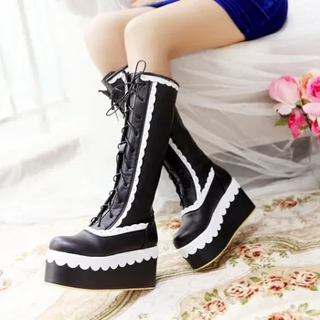 US4-12 Womens Round Toe Match Colors Knee Thigh High Boots Wedge Heels Platform Cosplay Shoes Lace Up 5Colors Plus Sz C586
US4-12 Womens Round Toe Match Colors Knee Thigh High Boots Wedge Heels Platform Cosplay Shoes Lace Up 5Colors Plus Sz C586