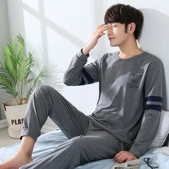 Autumn Winter Long Men's Cotton Pajamas Letter Striped Sleepwear Cartoon Pajama Sets Casual Men Pyjamas Plus Size 3XL Pijama
Autumn Winter Long Men's Cotton Pajamas Letter Striped Sleepwear Cartoon Pajama Sets Casual Men Pyjamas Plus Size 3XL Pijama