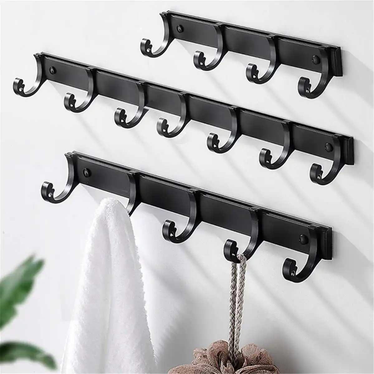 3-7 Hooks Space Aluminum Black Bathroom Towel Holder Living Room Door Back Clothes Hanging Simple Storage Hook To Save Space
3-7 Hooks Space Aluminum Black Bathroom Towel Holder Living Room Door Back Clothes Hanging Simple Storage Hook To Save Space