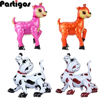 

3D Dalmatian Dog Sika Deer Walking Animal Foil Balloons Happy Birthday Air Balloon Birthday Party Decoration Kids Toys Globos