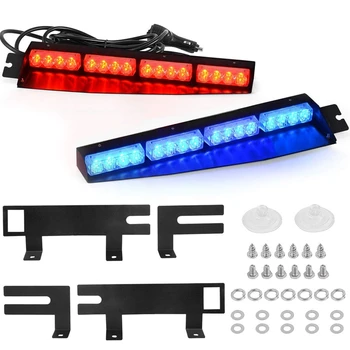 (Blue & Red) 32LED Visor Lights 15 Flash Patterns Emergency Strobe Lights Windshield Split Mount Light Bar Law Enforcement Hazar
(Blue & Red) 32LED Visor Lights 15 Flash Patterns Emergency Strobe Lights Windshield Split Mount Light Bar Law Enforcement Hazar