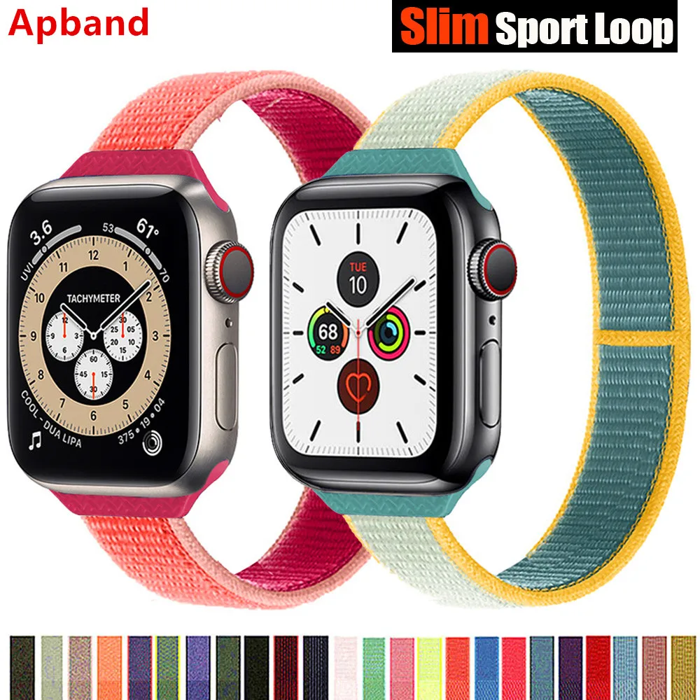 Фото Тонкий нейлоновый ремешок для Apple watch band 44 мм 40 42 38 спортивный браслет смарт-часов