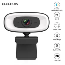 Elecpow Webcam Full HD 2K Web Cam For PC With Tripod Light Microphone USB Plug Mini Camera For Computer Mac Laptop YouTube Live
Elecpow Webcam Full HD 2K Web Cam For PC With Tripod Light Microphone USB Plug Mini Camera For Computer Mac Laptop YouTube Live