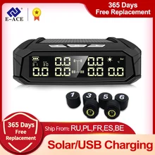 E-ACE K10 Solar TPMS Car Tire Pressure Alarm Monitor System Tyre Temp Digital Display Auto Security Alarm Systems with 6 sensors E-ACE K10 Solar TPMS Car Tire Pressure Alarm Monitor System Tyre Temp Digital Display Auto Security Alarm Systems with 6 sensors