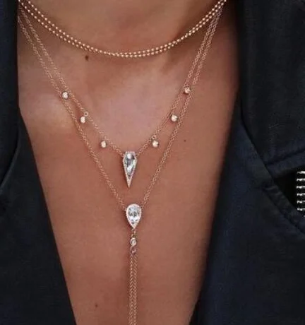 Фото Женское Ожерелье с кристаллами и бахромой многослойная цепочка из бисера