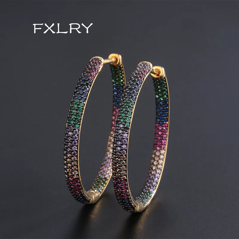 FXLRY Luxury Colorful Hoop Earrings Gold Color Rainbow Cubic Zirconia Round Big Earings For Women Fashion jewelry
FXLRY Luxury Colorful Hoop Earrings Gold Color Rainbow Cubic Zirconia Round Big Earings For Women Fashion jewelry