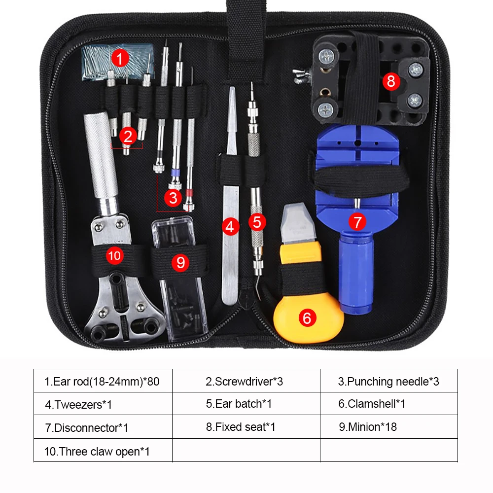New Watch Repair Tool Kit Watch Link Pin Remover Case Opener Spring Bar Remover Horlogemaker Gereedschap Repair Tool Kit
New Watch Repair Tool Kit Watch Link Pin Remover Case Opener Spring Bar Remover Horlogemaker Gereedschap Repair Tool Kit