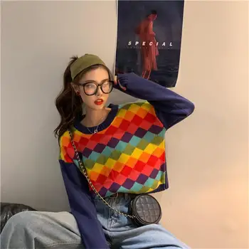Women's Sweaters Vintage Japanese Kawaii Ulzzang Lazy Wind Loose Rainbow Sweater Female Korean Harajuku Clothing For Women
Women's Sweaters Vintage Japanese Kawaii Ulzzang Lazy Wind Loose Rainbow Sweater Female Korean Harajuku Clothing For Women