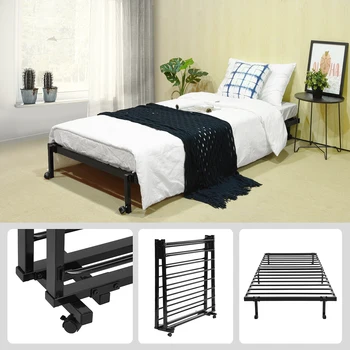 Metal Bed Frame 3FT Single Folding Black Platform 4 Wheels Sturdy Bed Base Portable for Adults Kids Bedroom Guest 90*190cm
Metal Bed Frame 3FT Single Folding Black Platform 4 Wheels Sturdy Bed Base Portable for Adults Kids Bedroom Guest 90*190cm
