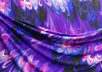 

150cm * 100cm Large Elastic Spandex Bottom Purple Flame Printed Cloth Latin Dancing Dress Swimsuit Dress DIY Fabric