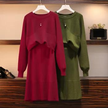Plus Size Women Knitted Two Piece Set 2019 Autumn Winter New Elegant Long Sleeve Pullovers Sweater Tops And Skirt Suits XXXXL
Plus Size Women Knitted Two Piece Set 2019 Autumn Winter New Elegant Long Sleeve Pullovers Sweater Tops And Skirt Suits XXXXL