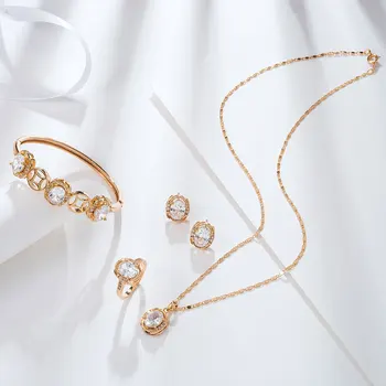Viennois Jewelry set Oval Zircon Rhinestone Necklace Earrings Bangle Ring for Women 4 in 1 Jewelry Sets Indian Jewelry
Viennois Jewelry set Oval Zircon Rhinestone Necklace Earrings Bangle Ring for Women 4 in 1 Jewelry Sets Indian Jewelry