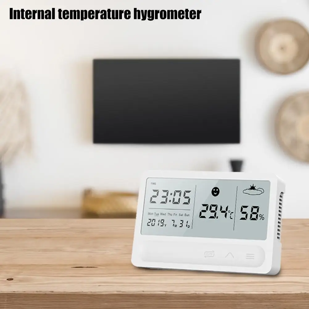 Temperature Instrument Weather Station LCD Digital Thermometer Touch Screen Digital Indoor Hygrometer Alarm Clock
Temperature Instrument Weather Station LCD Digital Thermometer Touch Screen Digital Indoor Hygrometer Alarm Clock