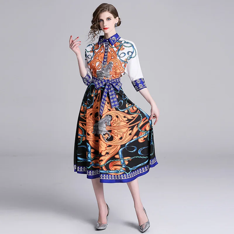 2019 Spring New Style Europe And America Lapel Shirt + Medium-length Skirt Printed Set
2019 Spring New Style Europe And America Lapel Shirt + Medium-length Skirt Printed Set