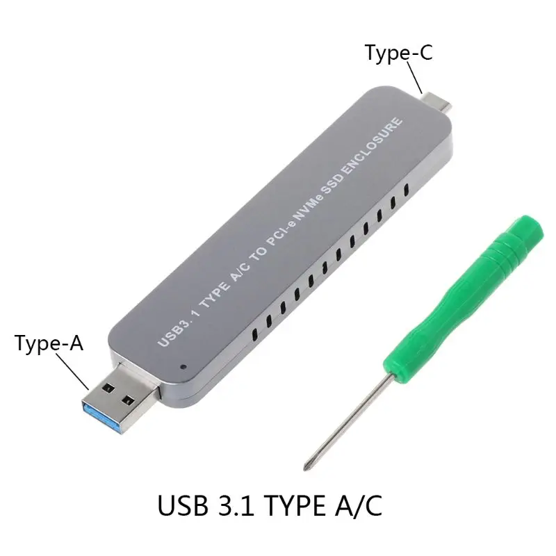 New NVMe M.2 Enclosure NVMe SSD to USB 3.1 Type-C Type-A Adapter Converter for M.2 PCI-e (M Key) SSD
New NVMe M.2 Enclosure NVMe SSD to USB 3.1 Type-C Type-A Adapter Converter for M.2 PCI-e (M Key) SSD