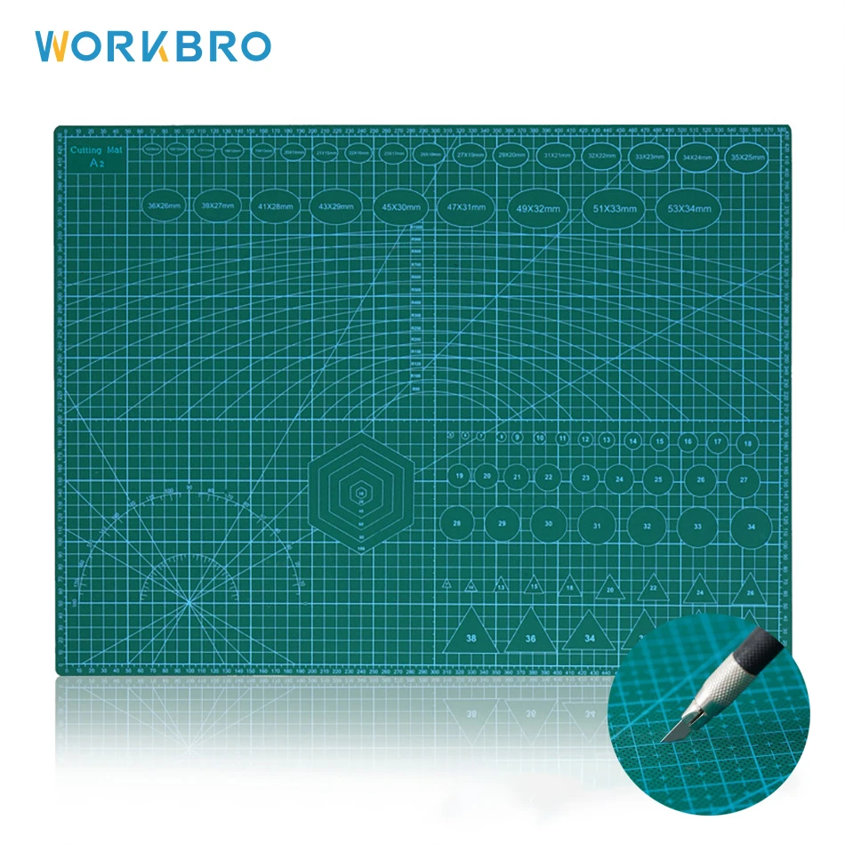 

A2 Green Double-sided Cutting Mat Multifunctional Double-sided Polymer PVC Ruler Grid Paper Cutting mat Engraving Board