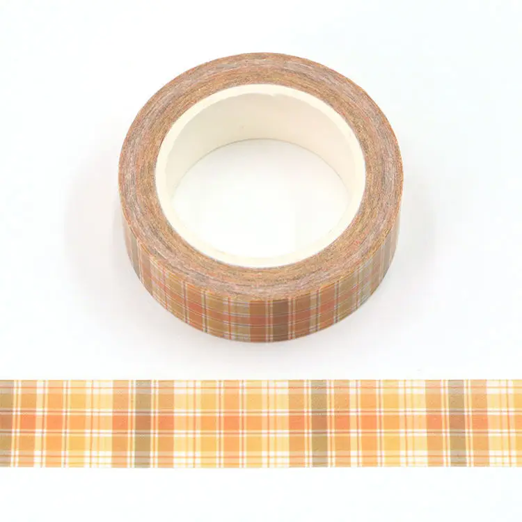 

New 1PC 15mm*10m Scottish Orange Lattice Grid Decorative Washi Tape Scrapbooking Masking Tape Office designer mask washi tape