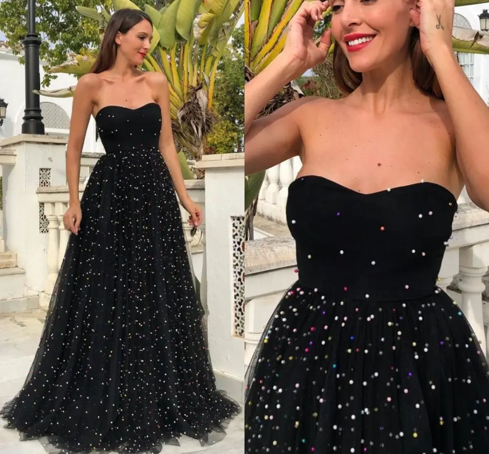New Long Black Arabic Evening Dresses 2020 with Colorful Pearls Dubai Formal Dress Sweetheart Prom Party Gowns robe de soriee
New Long Black Arabic Evening Dresses 2020 with Colorful Pearls Dubai Formal Dress Sweetheart Prom Party Gowns robe de soriee
