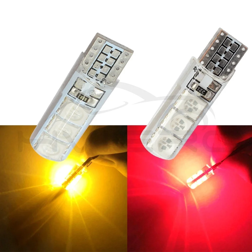 Hviero Car LED T10 194 W5W DC 12V Canbus 6SMD 5050 Silicone shell LED Lights Bulb No Error Led Tail Parking Fog light Auto Car Lamp