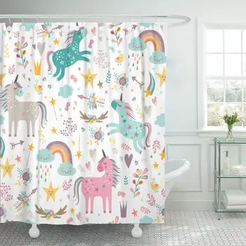 Blue Pattern Unicorns Pink Baby Girl Animal Arrow Beautiful Shower Curtain Waterproof Polyester Fabric 72 x 72 Inches with Hooks
Blue Pattern Unicorns Pink Baby Girl Animal Arrow Beautiful Shower Curtain Waterproof Polyester Fabric 72 x 72 Inches with Hooks