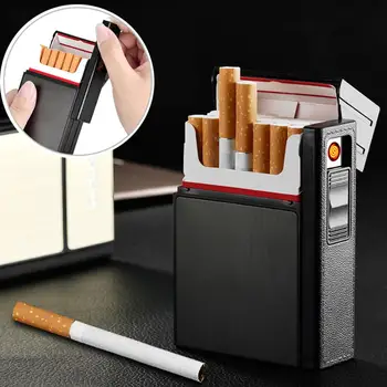 2-in-1 Pocket Cigarette Case Box with Flameless Electronic Lighter Windproof Coil Lighters USB Rechargeable Smoke Cigarette Box
2-in-1 Pocket Cigarette Case Box with Flameless Electronic Lighter Windproof Coil Lighters USB Rechargeable Smoke Cigarette Box