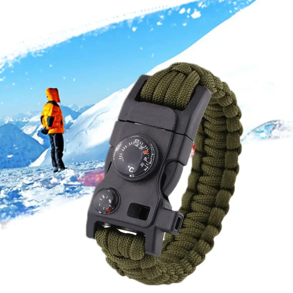 Multifunctional Outdoor Survival Gear Paracord Bracelet with Thermometer Whistle Compass Outdoor Camping Tools
Multifunctional Outdoor Survival Gear Paracord Bracelet with Thermometer Whistle Compass Outdoor Camping Tools