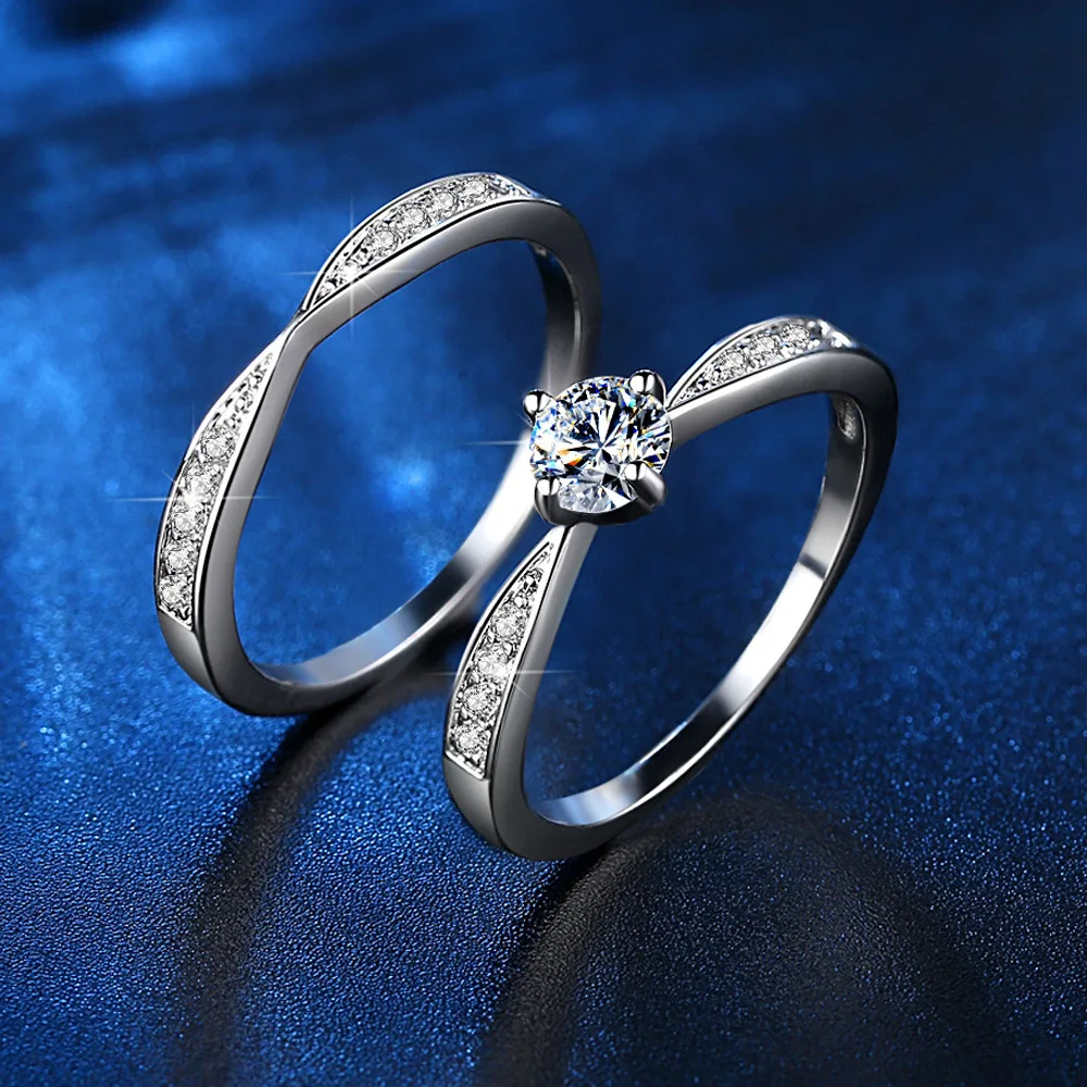 Four Claw Micro Pave Ring European and American-style Couple Set Ring X-shaped Ring Set Wedding Rings Woman Silver Ring Jewelry
Four Claw Micro Pave Ring European and American-style Couple Set Ring X-shaped Ring Set Wedding Rings Woman Silver Ring Jewelry