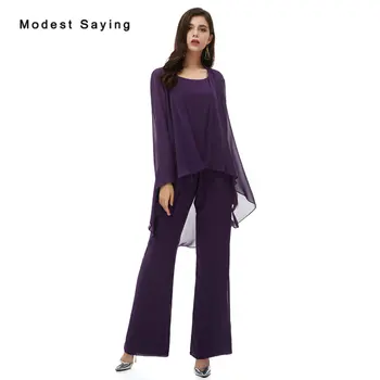 Purple Chiffon Beaded Mother of the Bride Pant Suits 2020 Long Sleeves Jackets Ankle-Length Three Pieces Mother Evening Dresses
Purple Chiffon Beaded Mother of the Bride Pant Suits 2020 Long Sleeves Jackets Ankle-Length Three Pieces Mother Evening Dresses