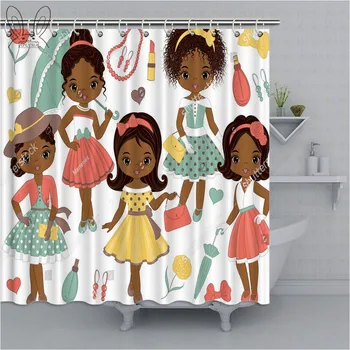 Cute American African Girl Shower Curtain 3D Cartoon Waterproof Bathroom Curtain Polyester Fabric Bath Curtain Home Decor Shower 
Cute American African Girl Shower Curtain 3D Cartoon Waterproof Bathroom Curtain Polyester Fabric Bath Curtain Home Decor Shower