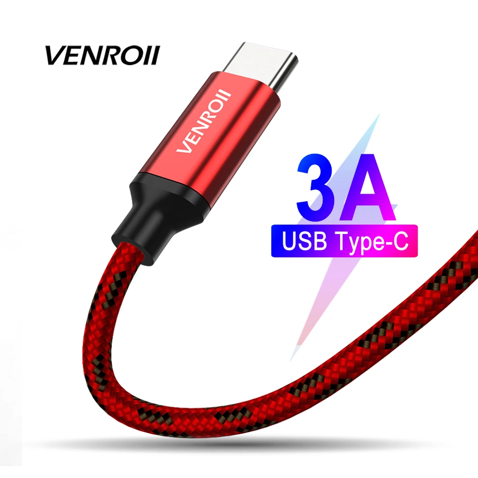 Venroii Тип usb C кабель для huawei P20 Lite Коврики 20 Oneplus 6 6T 3A USBC type передачи данных Kable samsung S8
