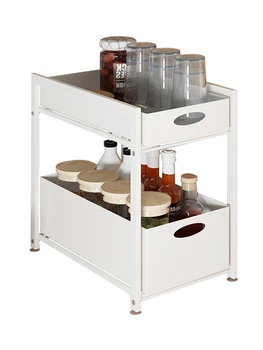 Floor-type multi-layer push-and-pull basket for drawer type seasoning frame of water tank rack in kitchen
Floor-type multi-layer push-and-pull basket for drawer type seasoning frame of water tank rack in kitchen